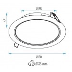 Downlight LED Redondo 12W UGR17, corte 135mm
